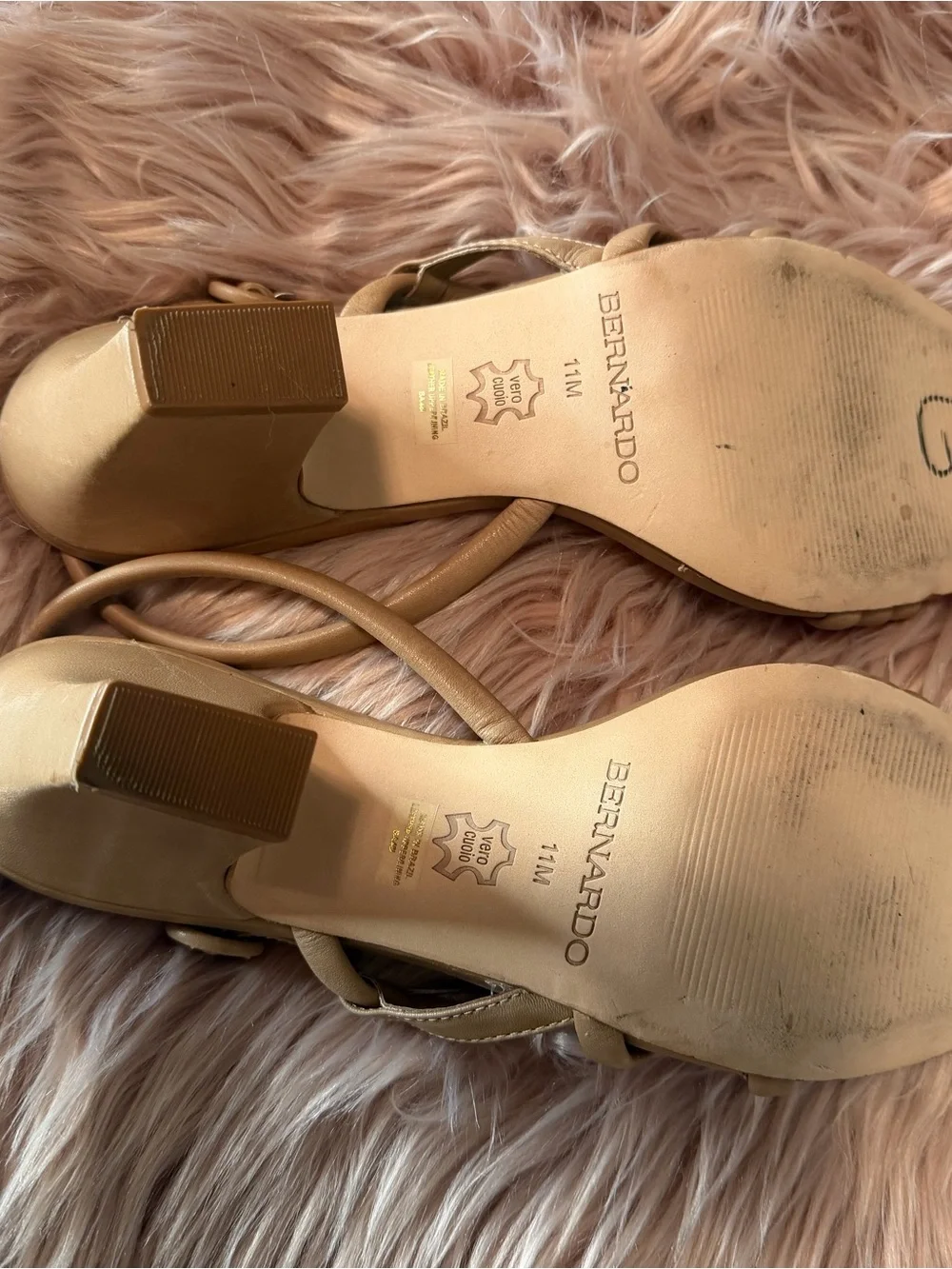 Bernardo Strappy Leather Slingback Sandals in Sand Glove Leather Size 11